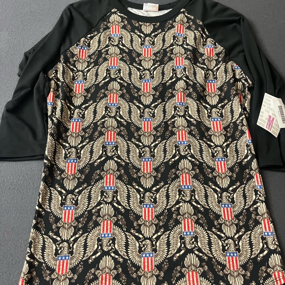 Lularoe Black and Gold Eagle Patriotic Randy Tee